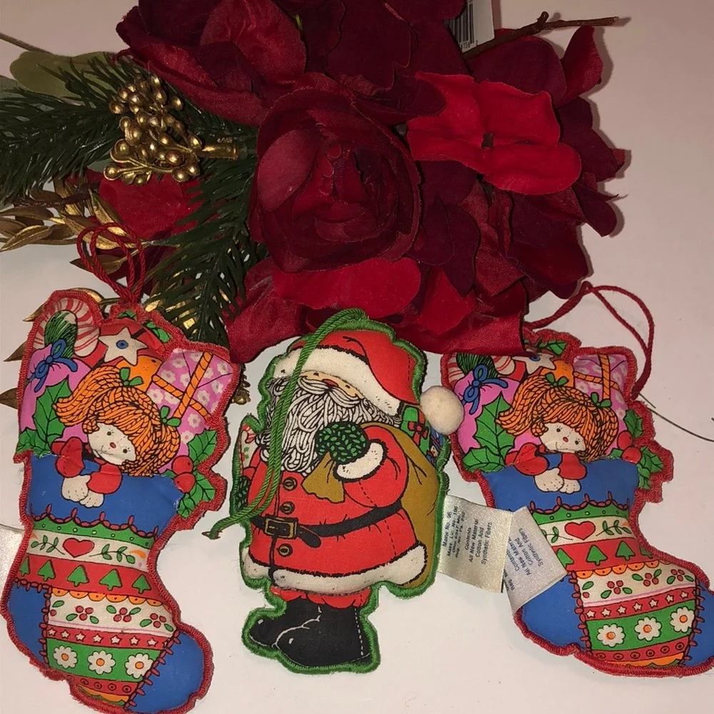 Hallmark 1974 Fabric Christmas Ornaments 1970s Hallmark Fabric Ornaments